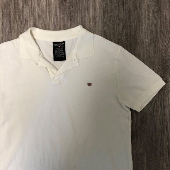 Ralph Lauren Polo Jeans Co. Polo Shirt White 100% Cotton Collared Shirt 3 Button - Picture 3 of 9
